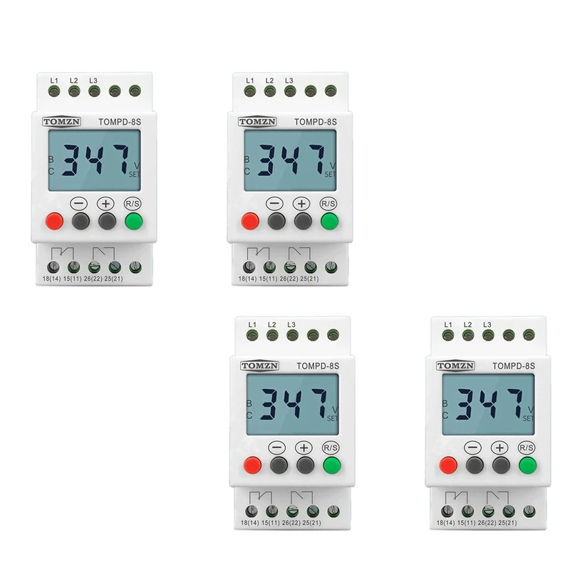 4X 3 Phase Din Rail Adjustable Under Over Voltage Protector Voltage Monitoring Sequence Protection Relay
4X 3 Phase Din Rail Adjustable Under Over Voltage Protector Voltage Monitoring Sequence Protection Relay