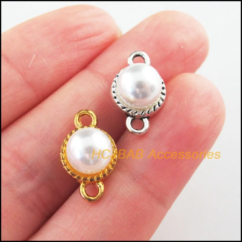 18Pcs Gold Color Tibetan Silver Plated Round White Acrylic Beads Charms Connectors 10x16.5mm
18Pcs Gold Color Tibetan Silver Plated Round White Acrylic Beads Charms Connectors 10x16.5mm