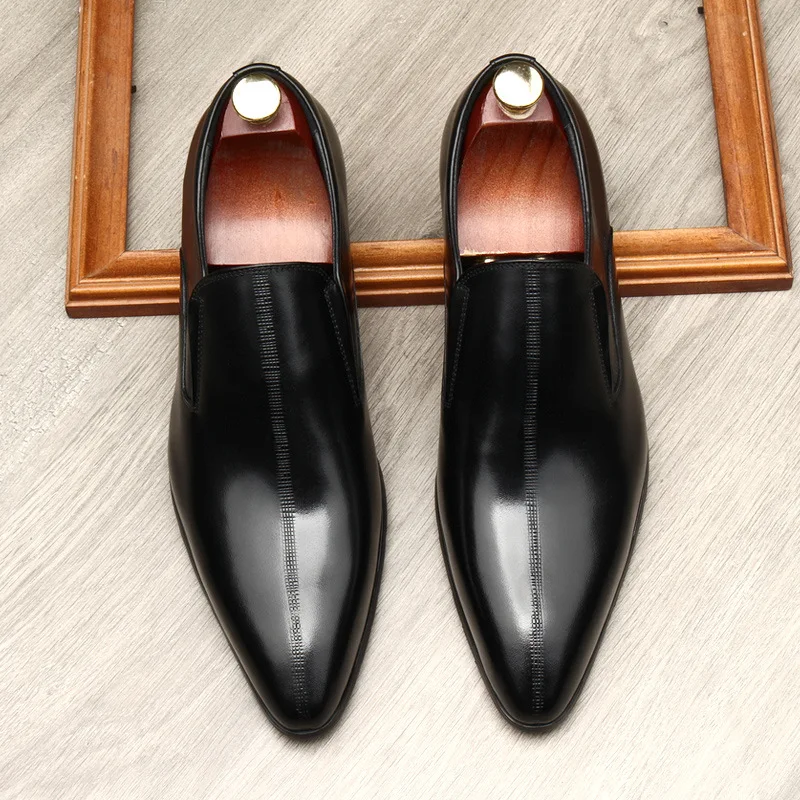

Size 6-12 Handmade Mens Penny Loafers Genuine Leather Black Brown Men Dress Shoes Wedding Party Slip On Shoes Italian Fashion