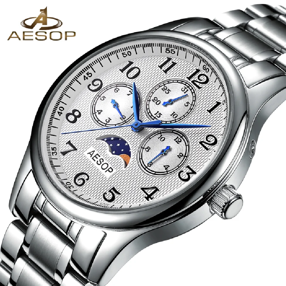 

AESOP Fashion Men Watch Auto Date Display Sapphire Crystal Quartz Wristwatch Luxury Brand Waterproof Men Watch Relogio Masculino