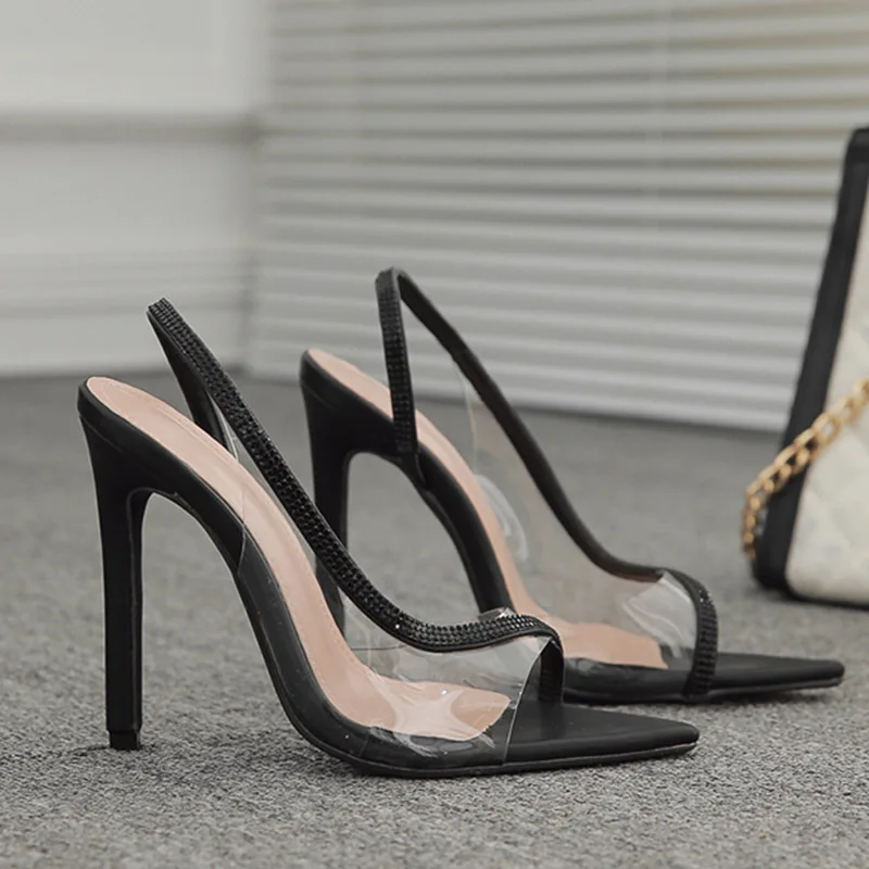 2022 High Heels Rhinestones Women Pumps Sexy Party Sandals Female Pointed Toe Thin High-Heeled Summer Shoes For Ladies Slides 
2022 High Heels Rhinestones Women Pumps Sexy Party Sandals Female Pointed Toe Thin High-Heeled Summer Shoes For Ladies Slides