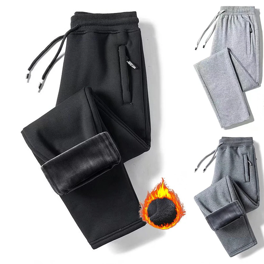 Men Thermal Fleece Lined Long Sweatpants Trousers Winter Thick Warm Pants Elastic Waist Pockets Thermal Windproof Pants
Men Thermal Fleece Lined Long Sweatpants Trousers Winter Thick Warm Pants Elastic Waist Pockets Thermal Windproof Pants