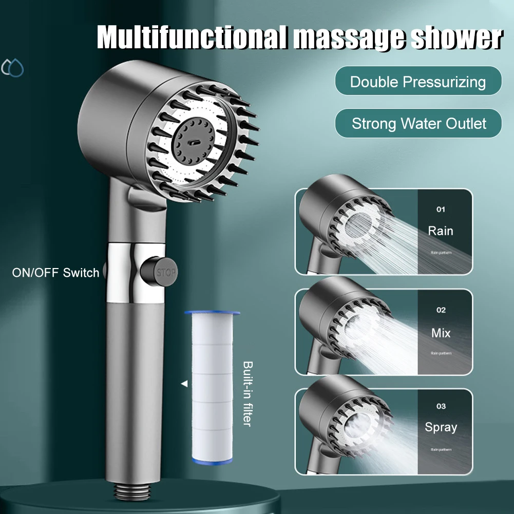 High-pressure Shower Head 3-mode Adjustable Boost Filter Shower Head Home Bathroom Shower Faucet Bathroom Fixture Accessories
High-pressure Shower Head 3-mode Adjustable Boost Filter Shower Head Home Bathroom Shower Faucet Bathroom Fixture Accessories