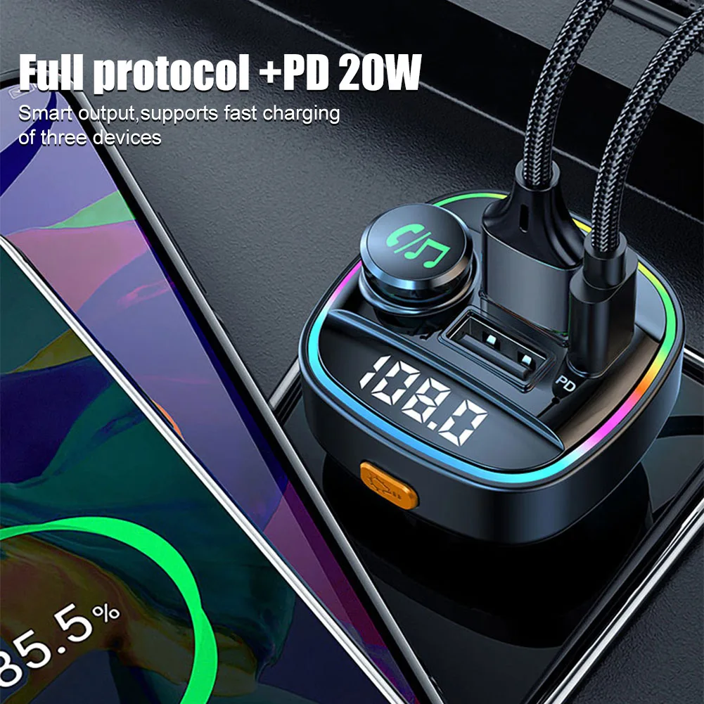 Bluetooth 5.0 FM Transmitter Handsfree Car Radio Modulator MP3 Player With 22.5W USB Super Quick Charge Adapter for Car
Bluetooth 5.0 FM Transmitter Handsfree Car Radio Modulator MP3 Player With 22.5W USB Super Quick Charge Adapter for Car