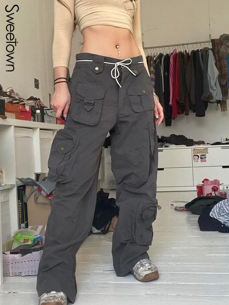 Sweetown Cotton Gray Denim Pants Women Pockets Stitch Straight Leg Cargo Jeans Vintage 90s Casual Streetwear Jean Trousers
Sweetown Cotton Gray Denim Pants Women Pockets Stitch Straight Leg Cargo Jeans Vintage 90s Casual Streetwear Jean Trousers