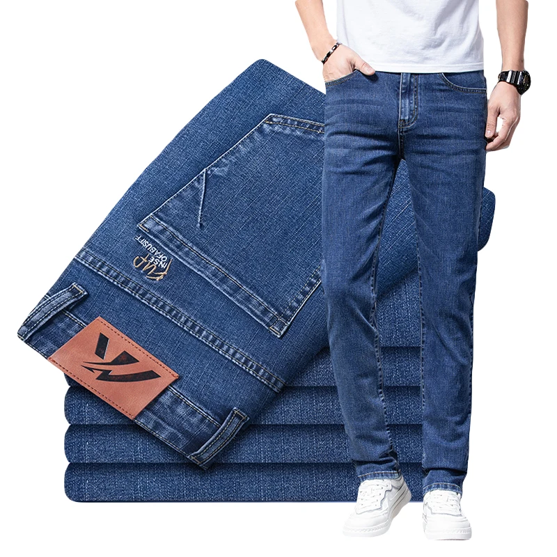 Brand Jeans for Men 2022 Spring Summer Thin Slim Fit Straight Stretch Solid Color Casual Business Male Denim Trousers 
Brand Jeans for Men 2022 Spring Summer Thin Slim Fit Straight Stretch Solid Color Casual Business Male Denim Trousers