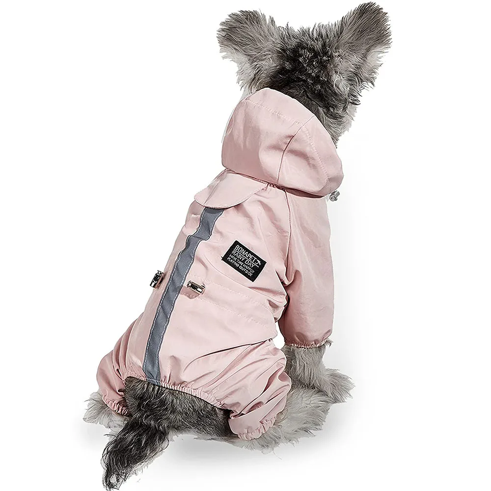 

Дождевик для щенков, пончо с капюшоном и с поводком, светоотражающая водонепроницаемая куртка для собак, комбинезон для маленьких собак, од...