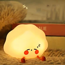 Cute Night Light For Children Baby Kids Soft Silicone Touch Sensor LED Cartoon Dumpling Sleeping Lamp Home Bedroom Decoration