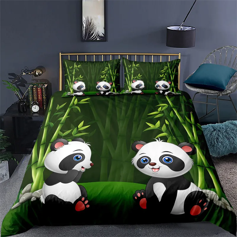 

Cartoon Cute Panda Duvet Cover Twin Soft Animal Theme Panda Bedding Set With Pillowcases Bedroom Decor For Boys Girls Kids Teens