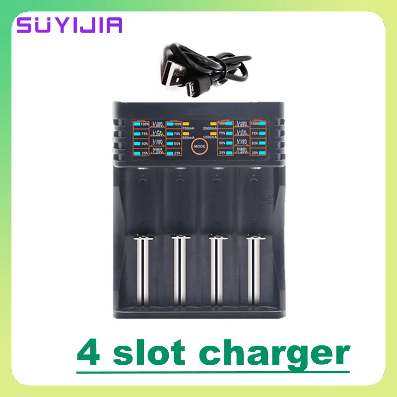 

Smart 18650 2/4 Slot Battery Charger Quick Indicator USB Charger Li-ion Battery Portable Charging for 18500 16340 21700