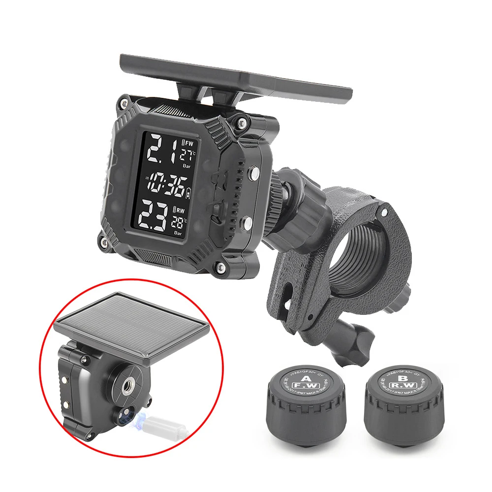 TPMS Motorcycle Wireless Tire Pressure Monitoring System With 2 External Sensors Digital 1.5"LCD Display Waterproof USB Charging
TPMS Motorcycle Wireless Tire Pressure Monitoring System With 2 External Sensors Digital 1.5"LCD Display Waterproof USB Charging