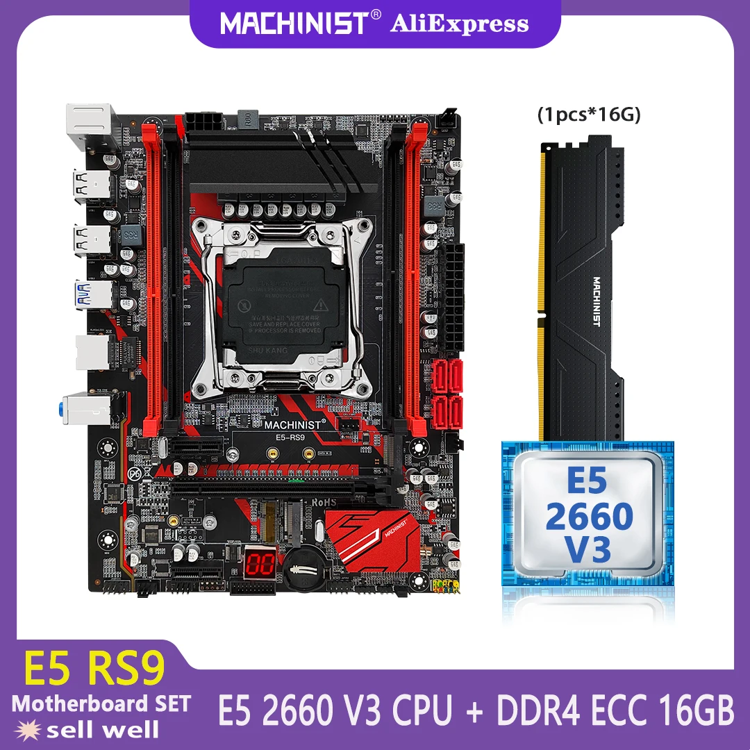 MACHINIST E5 RS9 Motherboard X99 Set Kit Xeon E5 2660 V3 CPU Processor 16GB DDR4 ECC RAM Memory NVME M.2 WIFI M-ATX LGA 2011-3
MACHINIST E5 RS9 Motherboard X99 Set Kit Xeon E5 2660 V3 CPU Processor 16GB DDR4 ECC RAM Memory NVME M.2 WIFI M-ATX LGA 2011-3
