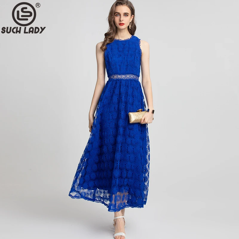 Women's Runway Dresses O Neck Sleeveless Embroidery Lace Elegant A Line Long Dress Vestidos
Women's Runway Dresses O Neck Sleeveless Embroidery Lace Elegant A Line Long Dress Vestidos
