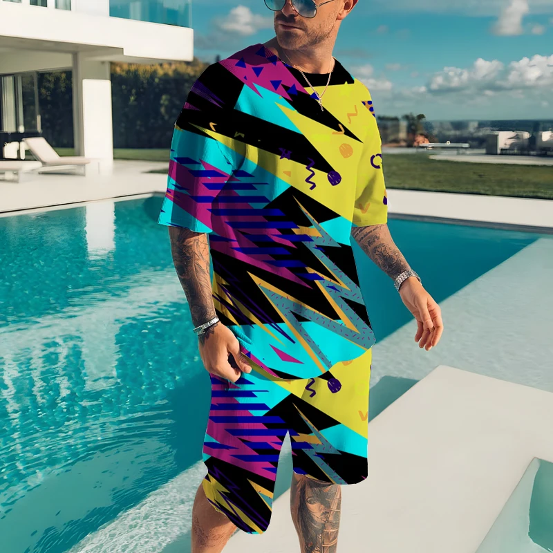 New Men's Summer Sportswear Set Short Sleeve T-Shirt Shorts Two Piece Casual Fitness 3D Printing Casual Trend Clothing
New Men's Summer Sportswear Set Short Sleeve T-Shirt Shorts Two Piece Casual Fitness 3D Printing Casual Trend Clothing
