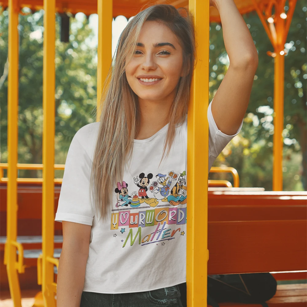 Disney Young Style Women Clothes Cute Mickey Print Cartoon Fashion Woman T-shirts Summer Vacation Casual Tops Tee Shirt Female
Disney Young Style Women Clothes Cute Mickey Print Cartoon Fashion Woman T-shirts Summer Vacation Casual Tops Tee Shirt Female