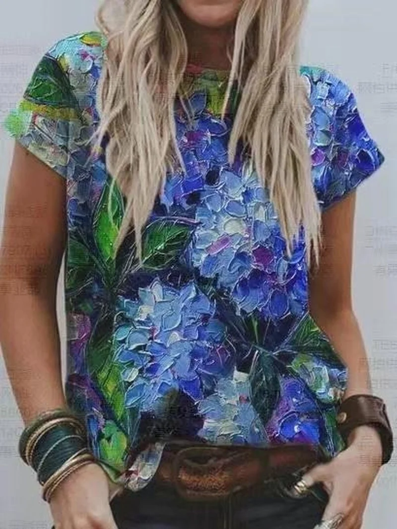 Women Floral Print Loose Tshirt Short-sleeved Round Neck Pullover T-shirt Women's Casual Plus Size T-shirt Top 2021 New Fashion
Women Floral Print Loose Tshirt Short-sleeved Round Neck Pullover T-shirt Women's Casual Plus Size T-shirt Top 2021 New Fashion