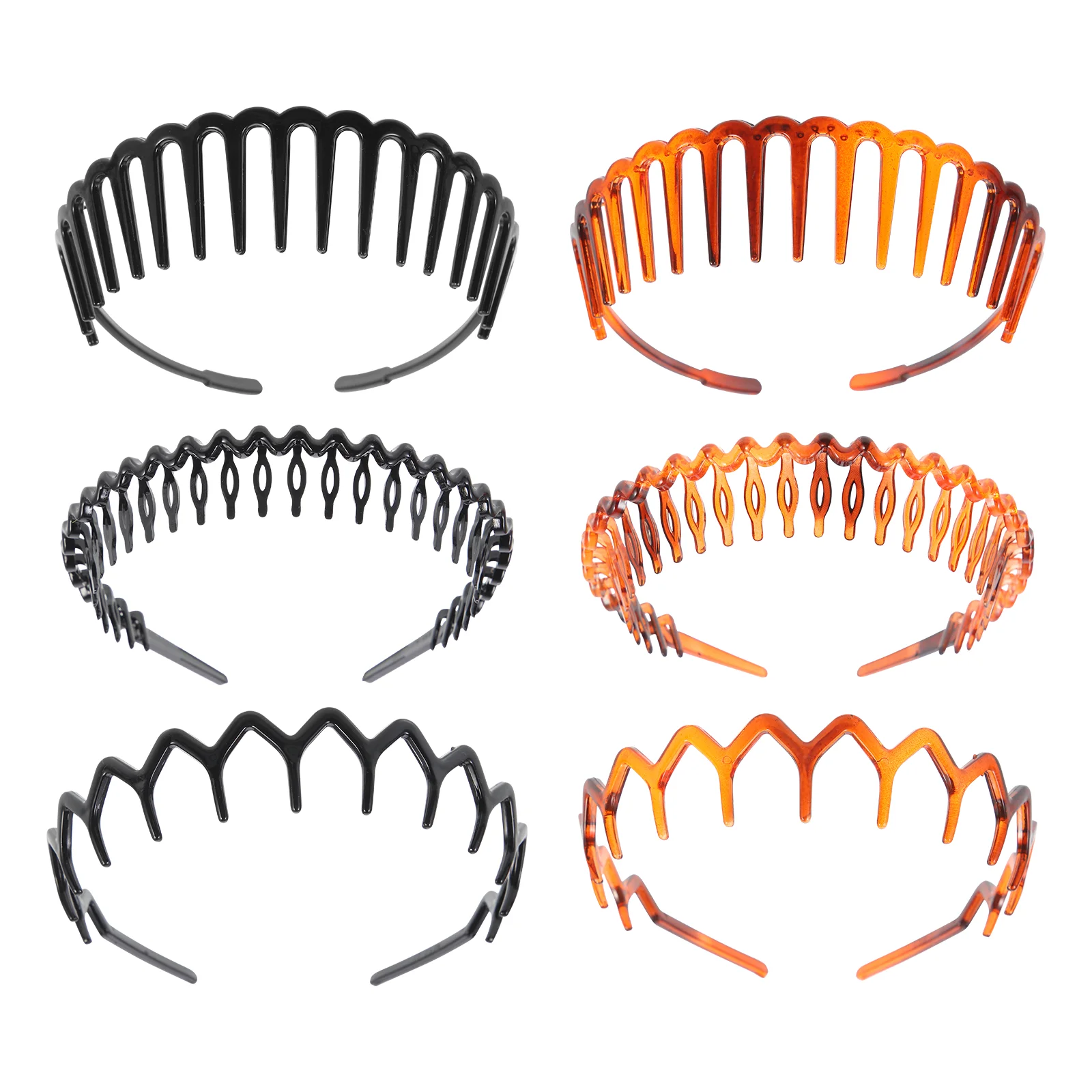 

6 Pcs Non-slip Toothed Headband Plastic Hairband Girl Headdress Accessory Black Elastic Ties Elegant Comb Chic Hoops