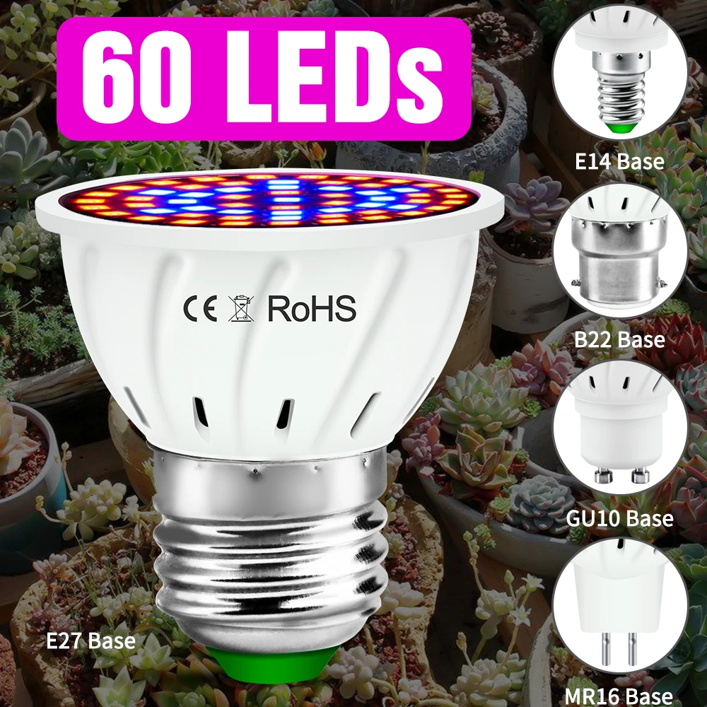 60LED GU10 Full Spectrum Lamp Led E27 Phytolamp 220V MR16 Flower Seeds Indoor Plant Bulb Led E14 Fito Hydroponics Grow Light B22
60LED GU10 Full Spectrum Lamp Led E27 Phytolamp 220V MR16 Flower Seeds Indoor Plant Bulb Led E14 Fito Hydroponics Grow Light B22