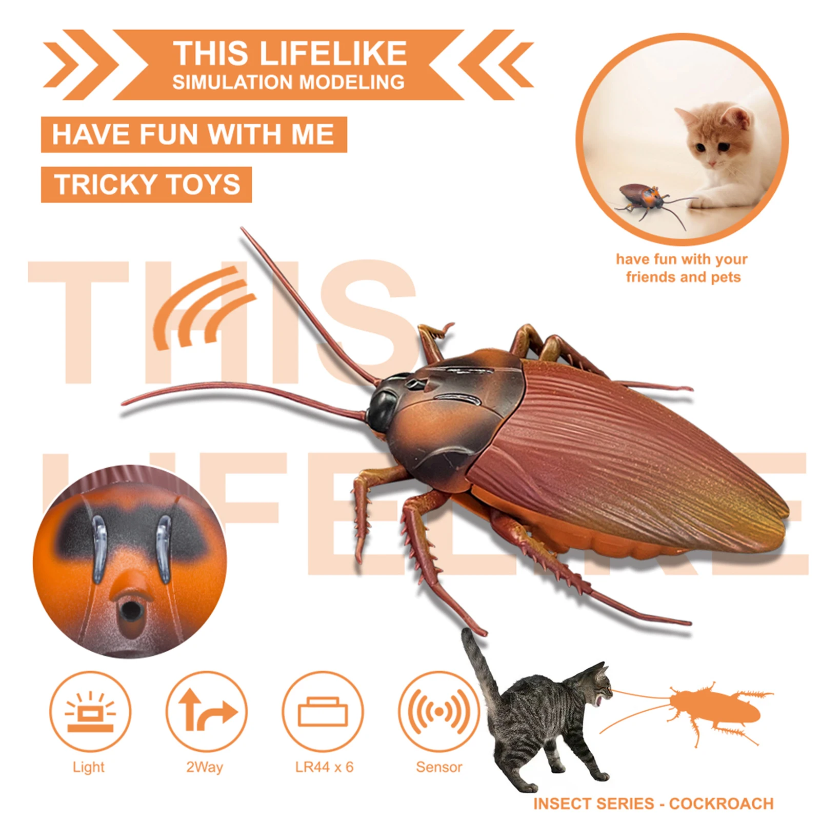 1Pcs Funny Kids Toy Fake Cockroach Electronic Trick-Playing Toy Simulation Insect Crawl Cockroaches Cat Pet Toys
1Pcs Funny Kids Toy Fake Cockroach Electronic Trick-Playing Toy Simulation Insect Crawl Cockroaches Cat Pet Toys