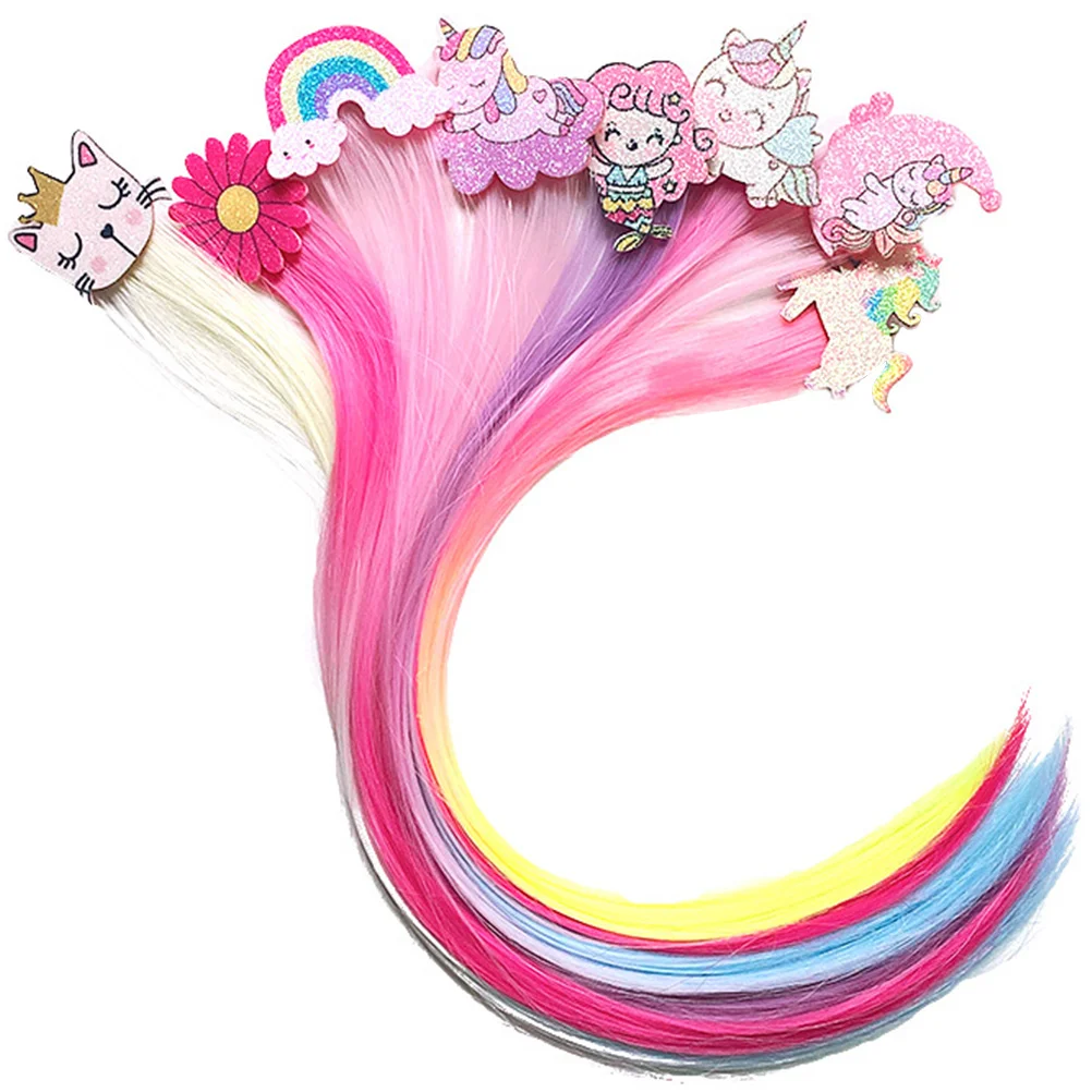 

8 Pcs Cartoon Barrette Unicorn Clip Moon Hair Colored Extensions Braiding Accessories Toddler Girls Kids Bangs