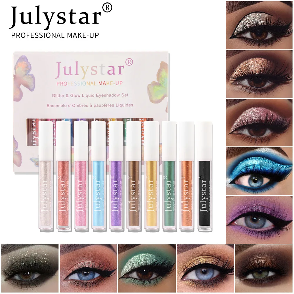 Julystar Ten Colors Pearlescent Matte Liquid Eyeshadow Makeup Eye Bright Streamer Eyeshadow Set Festive Party Makeup
Julystar Ten Colors Pearlescent Matte Liquid Eyeshadow Makeup Eye Bright Streamer Eyeshadow Set Festive Party Makeup