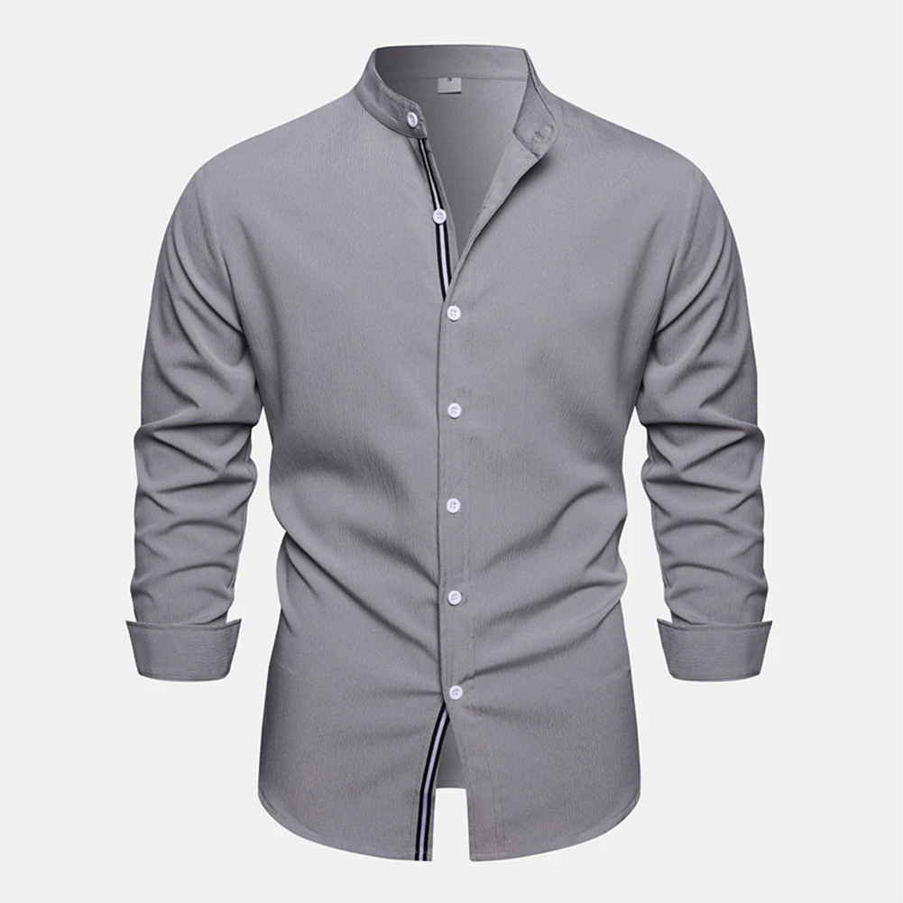 Men Men Top Shirt Slight Stretch Solid Color Stand Collar Top Up Blouse Button Casual Classic Comfortable Fashon
Men Men Top Shirt Slight Stretch Solid Color Stand Collar Top Up Blouse Button Casual Classic Comfortable Fashon