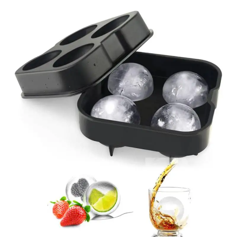 4 Cell Silicone Ice Ball Mold Ice Cube Maker Form Cocktail Whiskey Wine Cooler Black Mold With Lid Bar Accessiories Kitchen Tool 
4 Cell Silicone Ice Ball Mold Ice Cube Maker Form Cocktail Whiskey Wine Cooler Black Mold With Lid Bar Accessiories Kitchen Tool