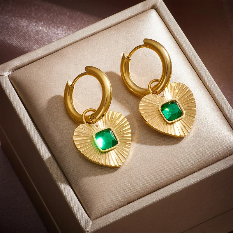 316L Stainless Steel Green Zircon Heart Hoop Earrings For Women New Trend Girls Ears Jewelry Birthday Party Gifts Dropshipping
316L Stainless Steel Green Zircon Heart Hoop Earrings For Women New Trend Girls Ears Jewelry Birthday Party Gifts Dropshipping