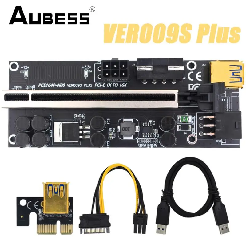 

Переходная карта VER009S PCI-E, Райзер 009S Plus PCIE 1X до 16X, удлинитель SATA, 6-15 контактов питания, 0,6 м, кабель USB 3,0 для адаптера видеокарты