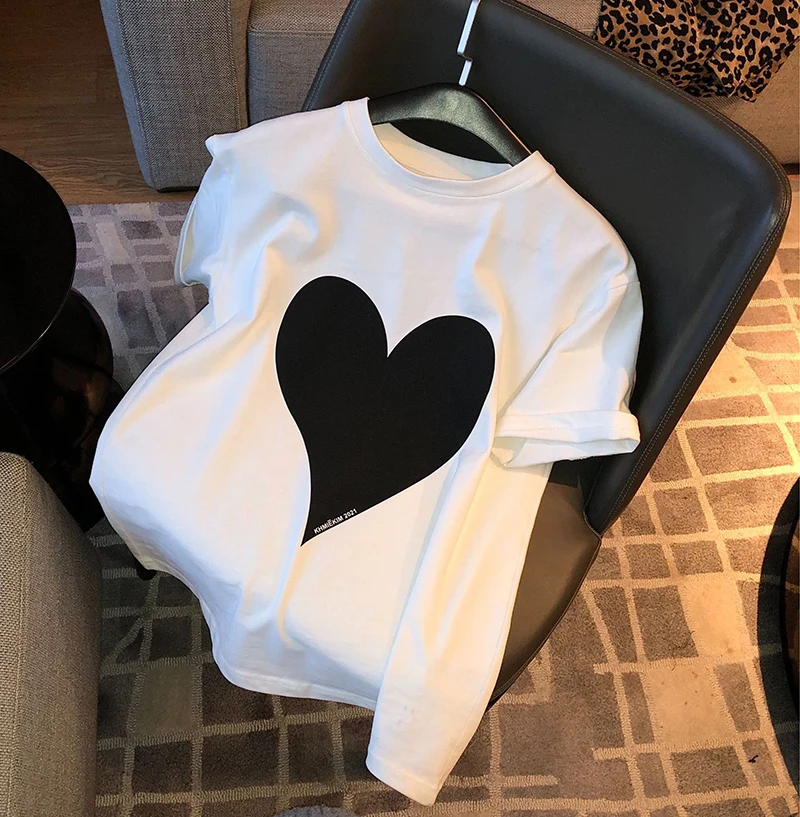 Spring/Summer 2021 Korean Style Designer Round-necked Short-sleeved T-shirt Pure Cotton Tees Tops for Woman Harajuku
Spring/Summer 2021 Korean Style Designer Round-necked Short-sleeved T-shirt Pure Cotton Tees Tops for Woman Harajuku