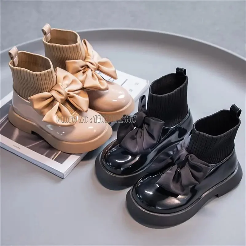 Children Boots Fashion Pu Solid Black Bow Girls Uniform Spring Autumn Kids Fashion Flying Knit School Sock Shoes
Children Boots Fashion Pu Solid Black Bow Girls Uniform Spring Autumn Kids Fashion Flying Knit School Sock Shoes