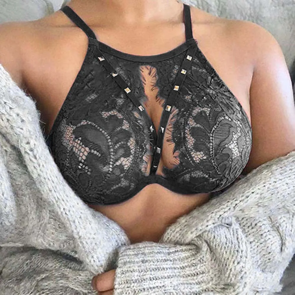 Womens Sexy Sheer See Through Bra Top Lace Rivet Bralet Crop Tops Underwear Suspenders Hollow Push-up Bra Erotic Lingerie
Womens Sexy Sheer See Through Bra Top Lace Rivet Bralet Crop Tops Underwear Suspenders Hollow Push-up Bra Erotic Lingerie