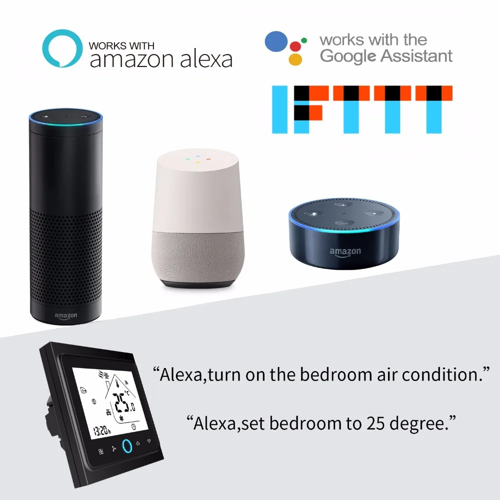 Термостат MOES WiFi для водяного/электрического напольного отопления, контроллер температуры газового котла, умное управление голосом Alexa, tuya, Google и zigbee.