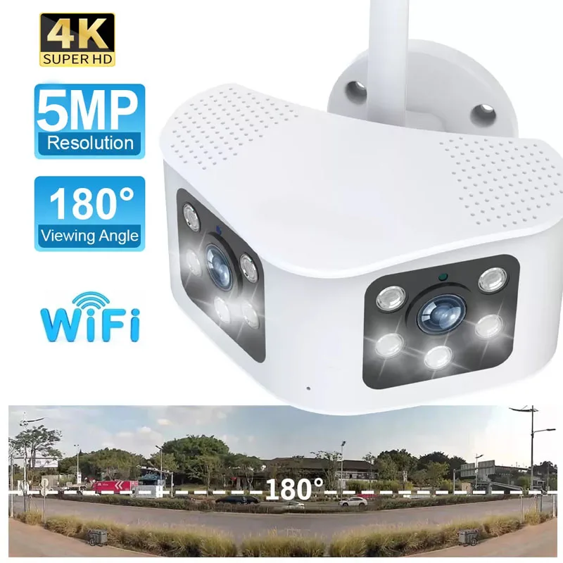 6MP 4K Dual Lens Panoramic Fixed Camera Ultra Wide Angle 180° Outdoor Network Camera AI Human Detection Wireless IP CCTV Cameras
6MP 4K Dual Lens Panoramic Fixed Camera Ultra Wide Angle 180° Outdoor Network Camera AI Human Detection Wireless IP CCTV Cameras