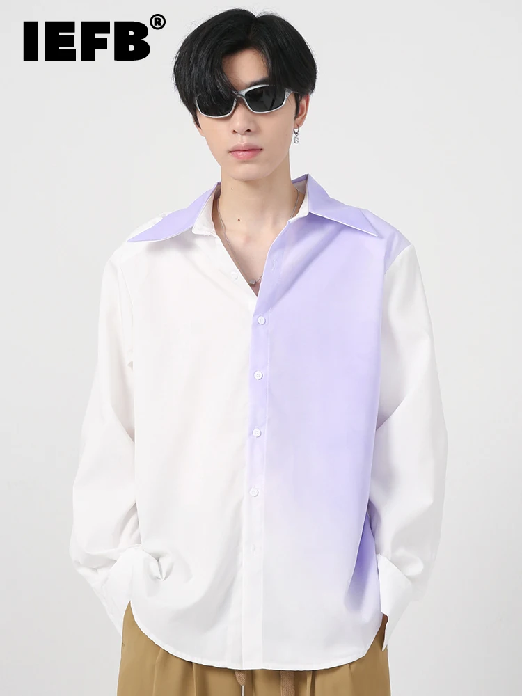 IEFB Men's Shirt Autumn New Korean Fashion Tie Dye Design Shoulder Pad 2022 Turn-down Collar Male Contrast Color Male Tops 
IEFB Men's Shirt Autumn New Korean Fashion Tie Dye Design Shoulder Pad 2022 Turn-down Collar Male Contrast Color Male Tops