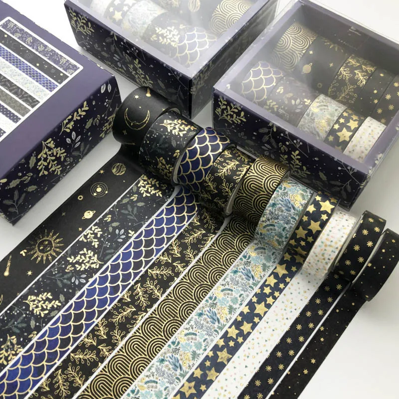 10 Pcs/Set Black Gold Galaxy Washi Tape Journal Vintage Masking Tape Set Cute Decorative Adhesive Tape Sticker
10 Pcs/Set Black Gold Galaxy Washi Tape Journal Vintage Masking Tape Set Cute Decorative Adhesive Tape Sticker