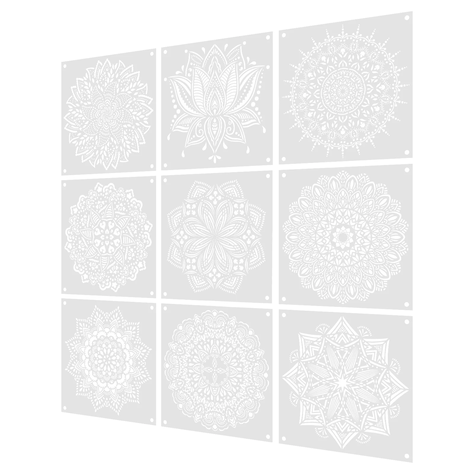 

9 Sheets Mandala Template Teenager Stencils Compact Flower Templates Decorate Small Eco-friendly Plastic Portable