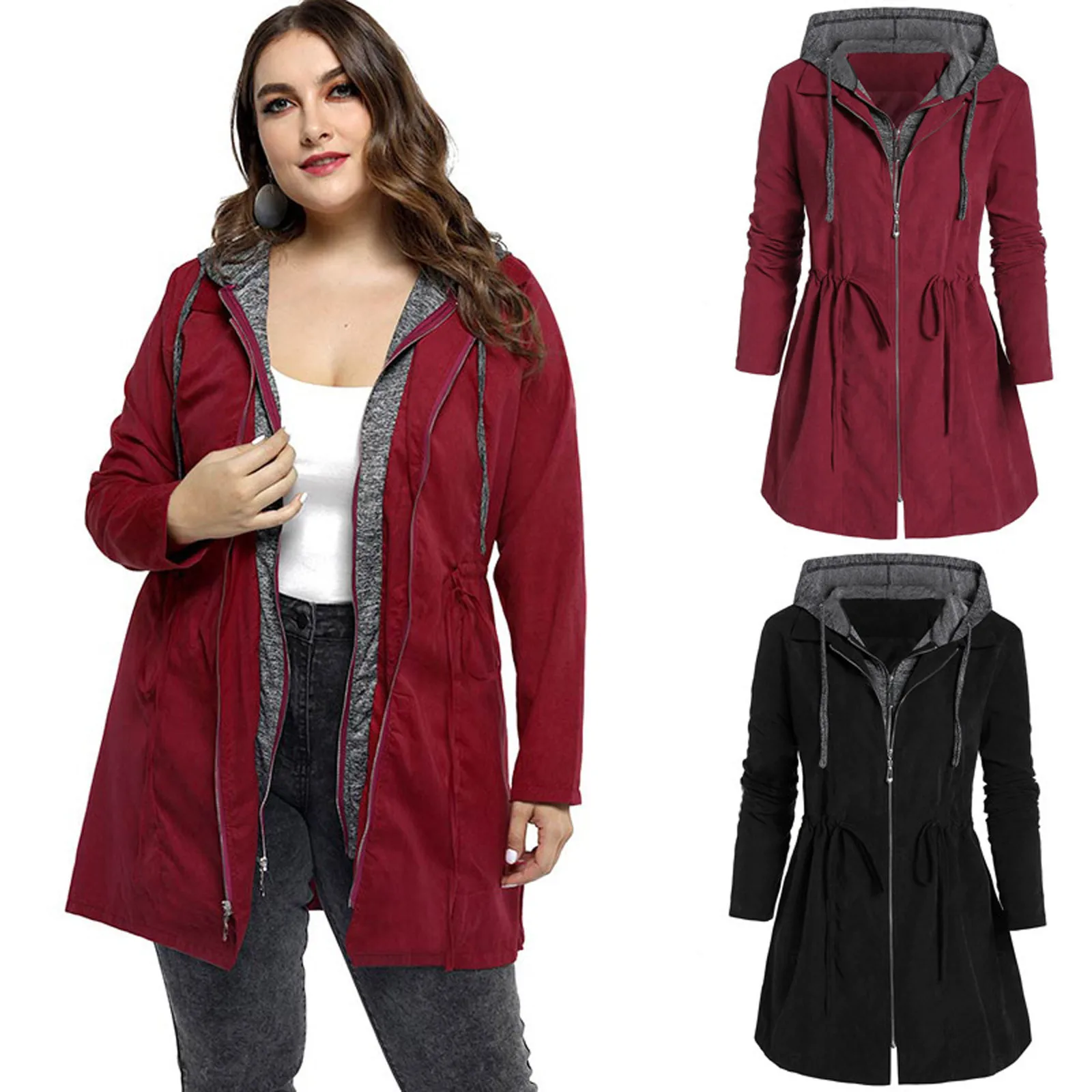 women drawstring hooded outdoor jacket zipper Cardigan long sleeves coats ladies oversize loose solid Mid length version coats
women drawstring hooded outdoor jacket zipper Cardigan long sleeves coats ladies oversize loose solid Mid length version coats