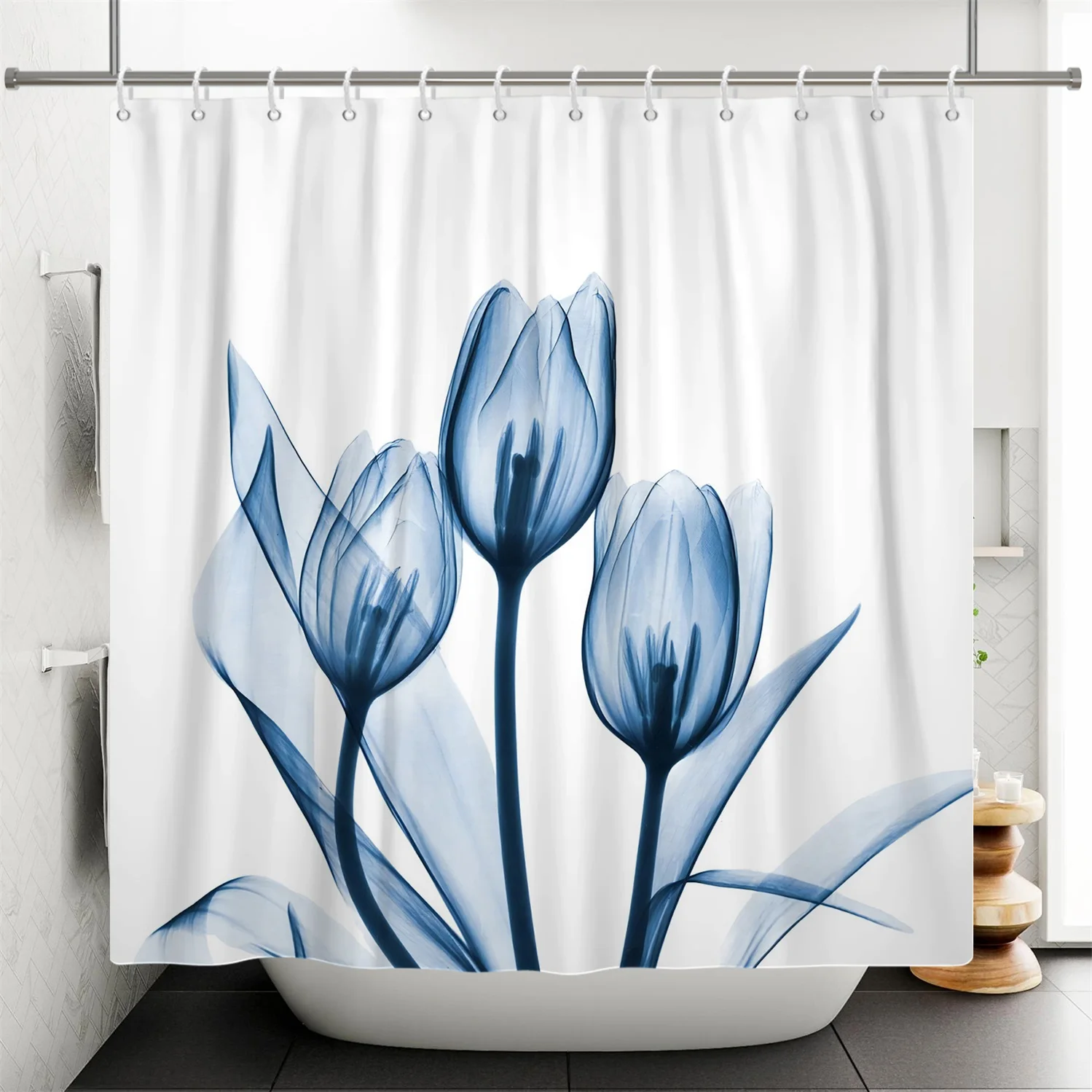 Elegant Blue Tulip Flowers Shower Curtain Navy Blue Floral Polyester Fabric Bath Curtain for Home Bathroom Decorations Hooks
Elegant Blue Tulip Flowers Shower Curtain Navy Blue Floral Polyester Fabric Bath Curtain for Home Bathroom Decorations Hooks