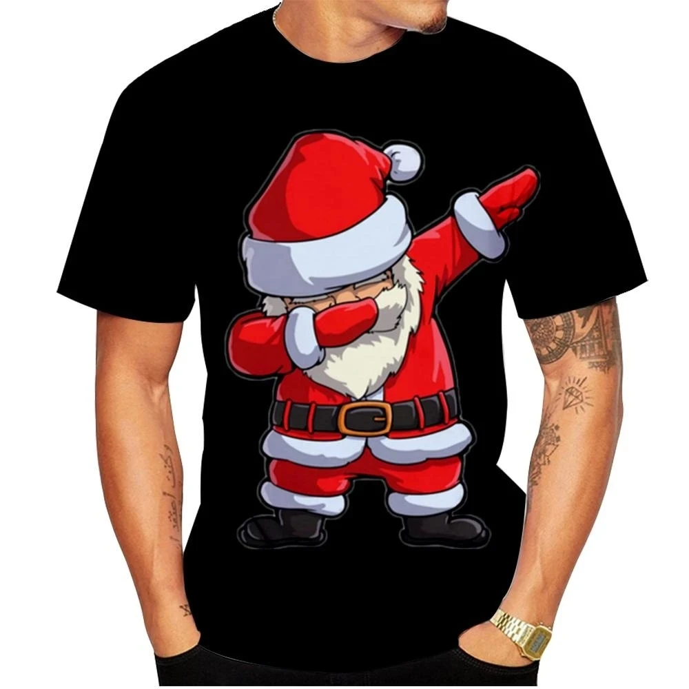 Carnival Party Hip Hop Men's Christmas Elf Santa Claus Printed T-shirt Fashion Trend Round Neck Loose Street Party Men's Round N
Carnival Party Hip Hop Men's Christmas Elf Santa Claus Printed T-shirt Fashion Trend Round Neck Loose Street Party Men's Round N