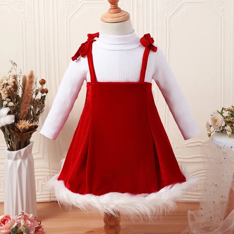 Toddler Kid Girl Fall 2Pcs Outfit Ribbed Long Sleeve High Neck Tops A-Line Tie-Up Velvet Dress Christmas Clothes Set
Toddler Kid Girl Fall 2Pcs Outfit Ribbed Long Sleeve High Neck Tops A-Line Tie-Up Velvet Dress Christmas Clothes Set