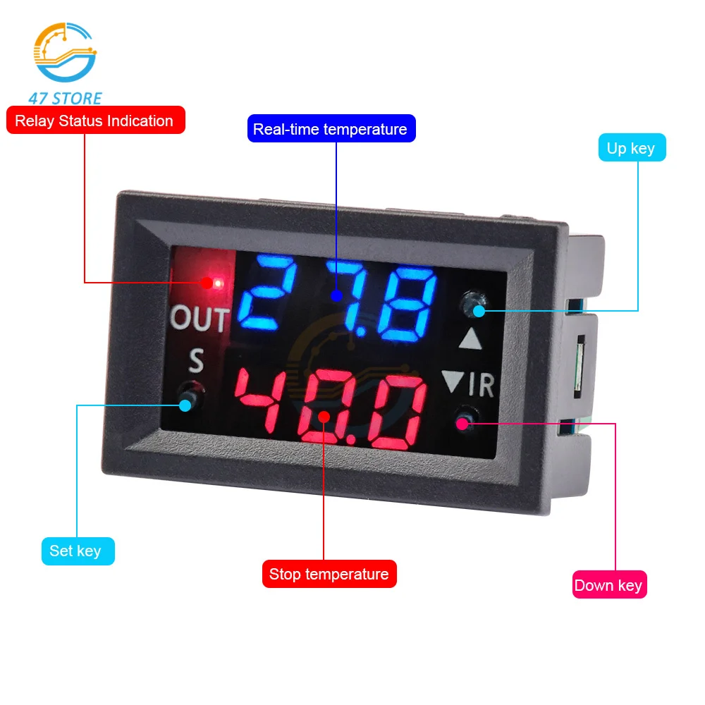 Цифровой термостат постоянного тока 12 В W2401, релейная плата контроля температуры 100 см NTC 3950, водонепроницаемый зонд, активный выход, теплово...
Цифровой термостат постоянного тока 12 В W2401, релейная плата контроля температуры 100 см NTC 3950, водонепроницаемый зонд, активный выход, теплово...