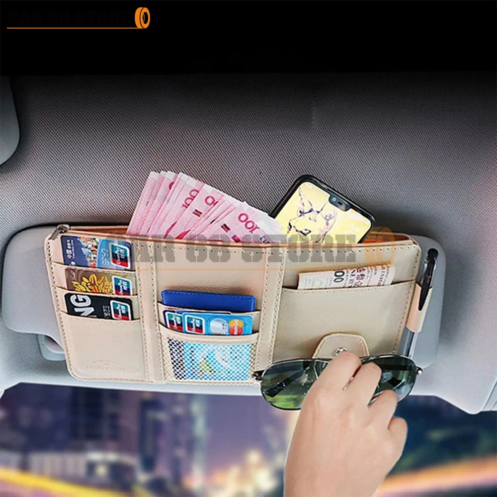 Car Sun Visor Organizer Bag Leather Sunshade Clip Storage Pockets Card Glazed Pen Clip Cash Holder Stowing Tidying Accessories
Car Sun Visor Organizer Bag Leather Sunshade Clip Storage Pockets Card Glazed Pen Clip Cash Holder Stowing Tidying Accessories