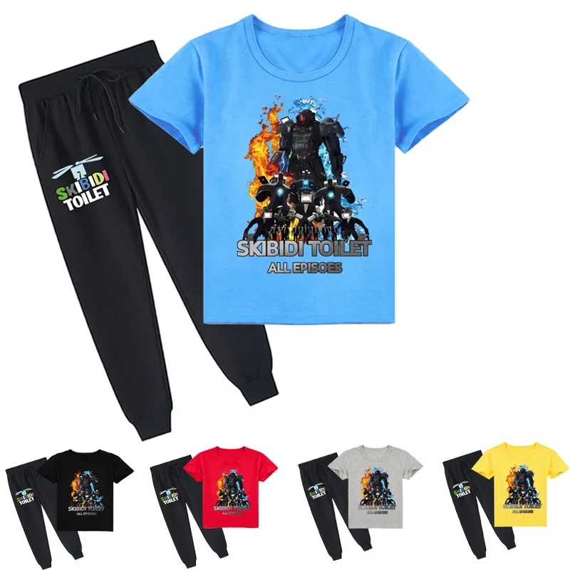 Skibidi Toilet Popular Children's Clothing Toilet Man, Spring Printed Short-sleeved T-shirt + Trousers Suit for Boys and Girls
Skibidi Toilet Popular Children's Clothing Toilet Man, Spring Printed Short-sleeved T-shirt + Trousers Suit for Boys and Girls
