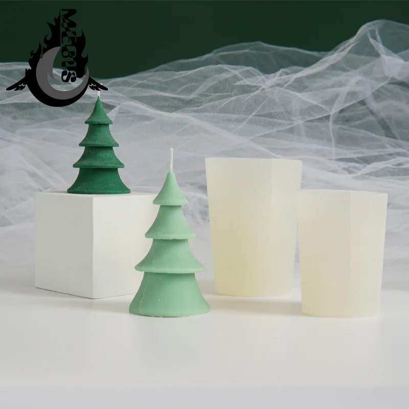 

Simplified Wind Tree Type Silicone Mold Small Tree Mold Simple Modern Style Scented 3D Christmas Tree Candle Mold For Home