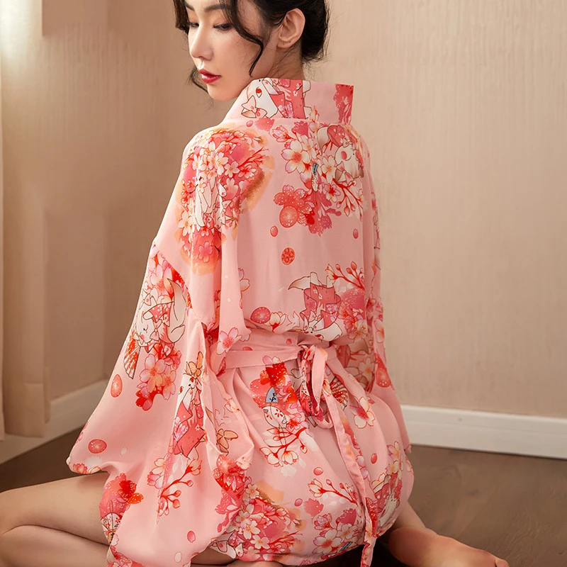 Japanese Kawaii Pink Sakura Women Kimono Short Belt Bowknot Sexy Cosplay Radiant Style Robe Yukata Tra Suit
Japanese Kawaii Pink Sakura Women Kimono Short Belt Bowknot Sexy Cosplay Radiant Style Robe Yukata Tra Suit