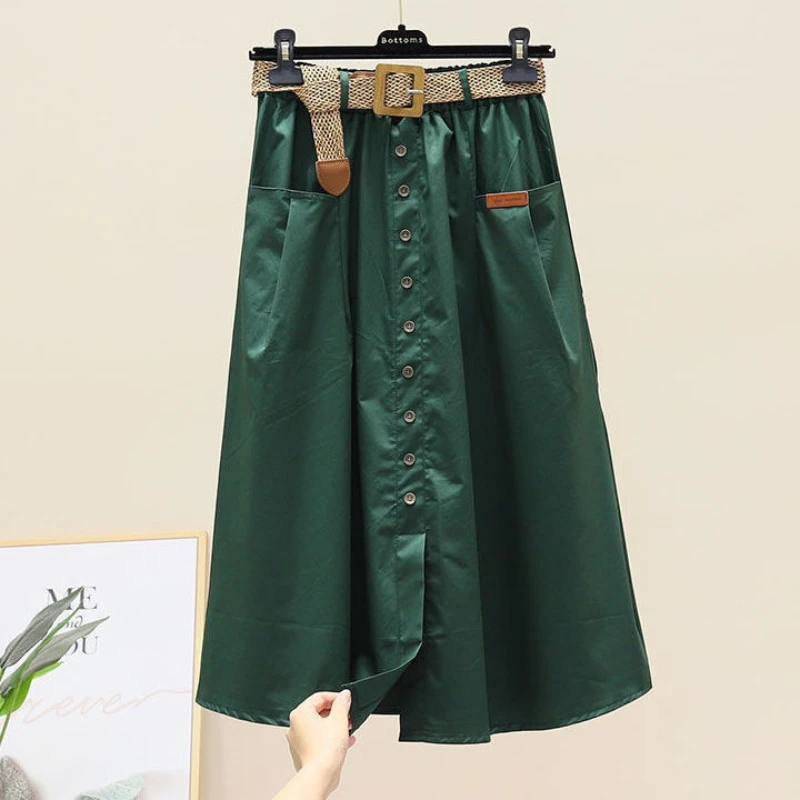 Woman Cotton Linen Maxi Skirt Female Summer High Elastic Waist Vintage Solid Pleated Long Skirts Girl Beach Button Skirt A48 
Woman Cotton Linen Maxi Skirt Female Summer High Elastic Waist Vintage Solid Pleated Long Skirts Girl Beach Button Skirt A48