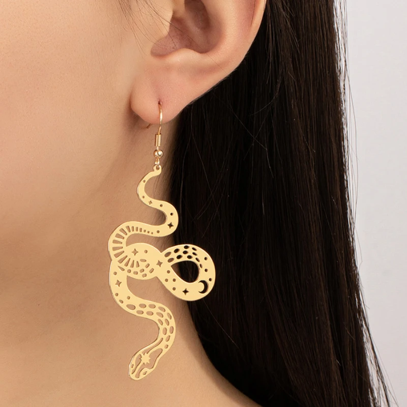 Fashion Jewelry Snake Earrings Personality Cool Popular Style Metallic Geometric Gold Color Dangle Drop Earrings For Women Gift
Fashion Jewelry Snake Earrings Personality Cool Popular Style Metallic Geometric Gold Color Dangle Drop Earrings For Women Gift