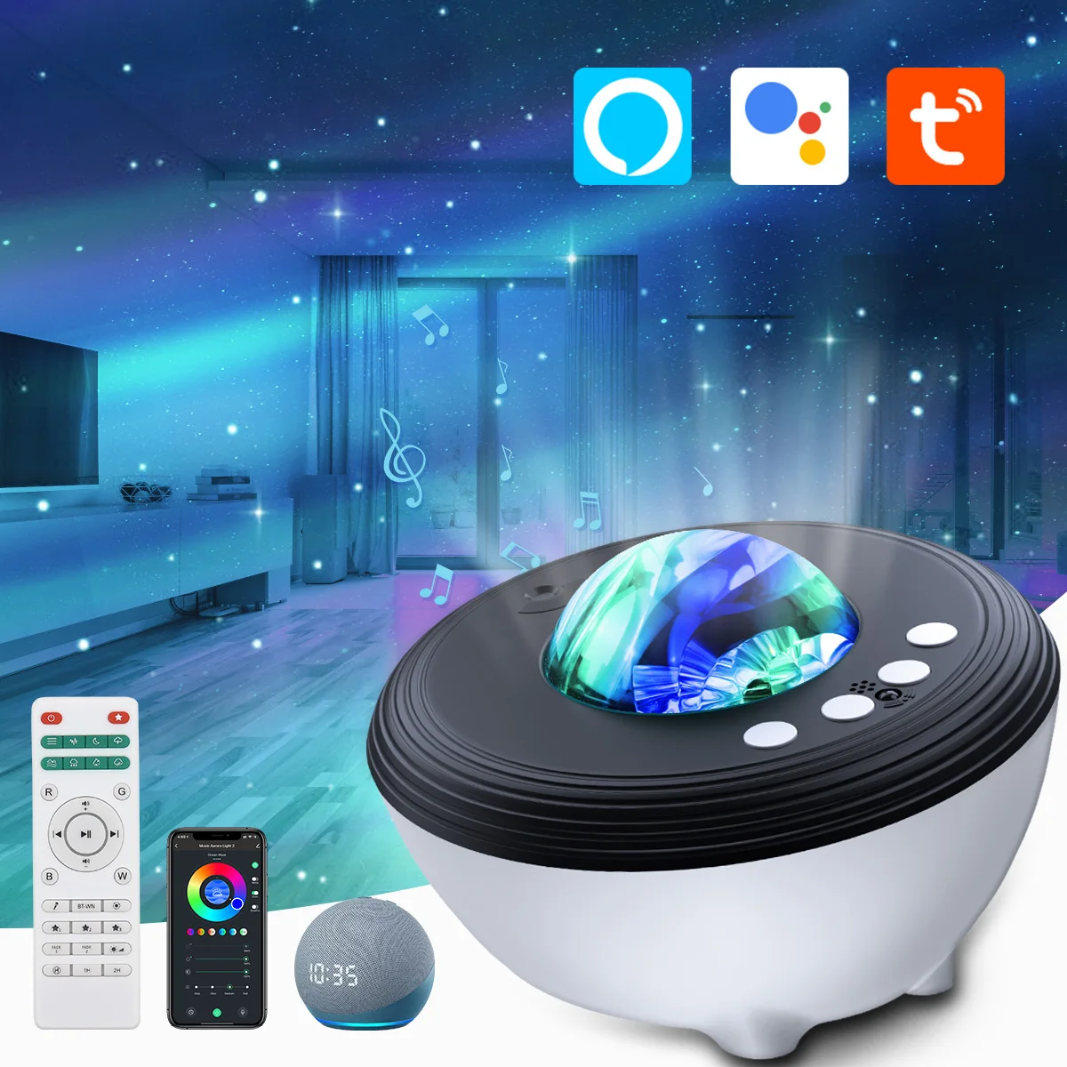 Wifi Tuya Starry Galaxy Projector Aurora Night Light Sky Projection Bedroom Decoration Music Player Lamps Work With Google Alexa
Wifi Tuya Starry Galaxy Projector Aurora Night Light Sky Projection Bedroom Decoration Music Player Lamps Work With Google Alexa