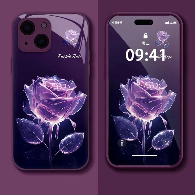 Dark Amethyst Rose Liquid Glass Case for Iphone 14 13 12 11 Pro Max Personality Fashion Anti-fingerprint Shockproof Cover Female
Dark Amethyst Rose Liquid Glass Case for Iphone 14 13 12 11 Pro Max Personality Fashion Anti-fingerprint Shockproof Cover Female